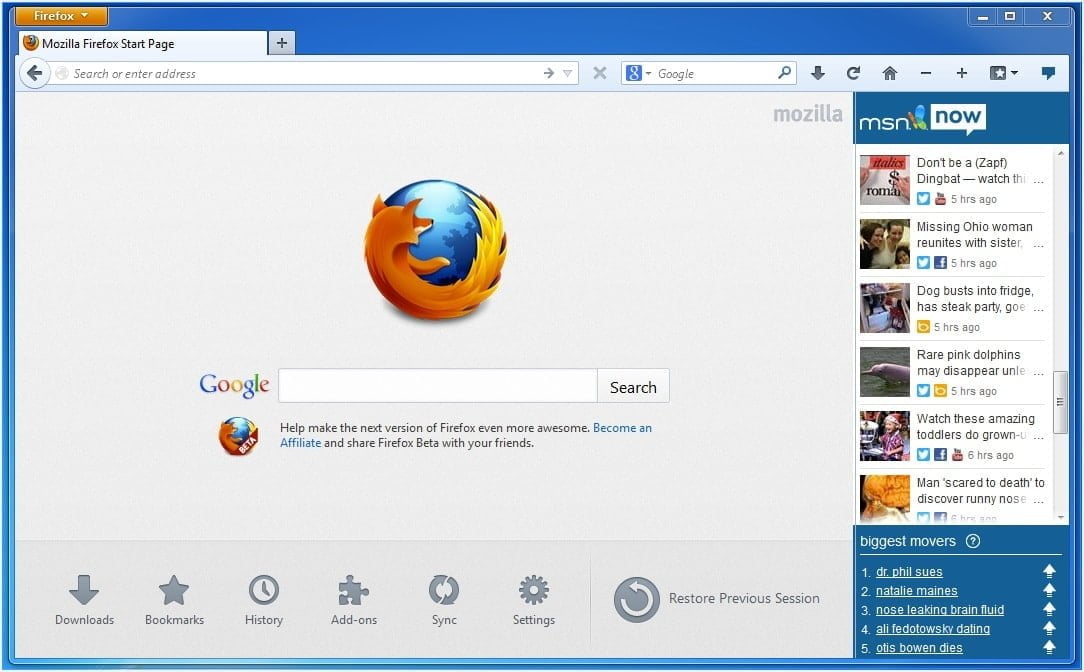 Firefox MSN Now