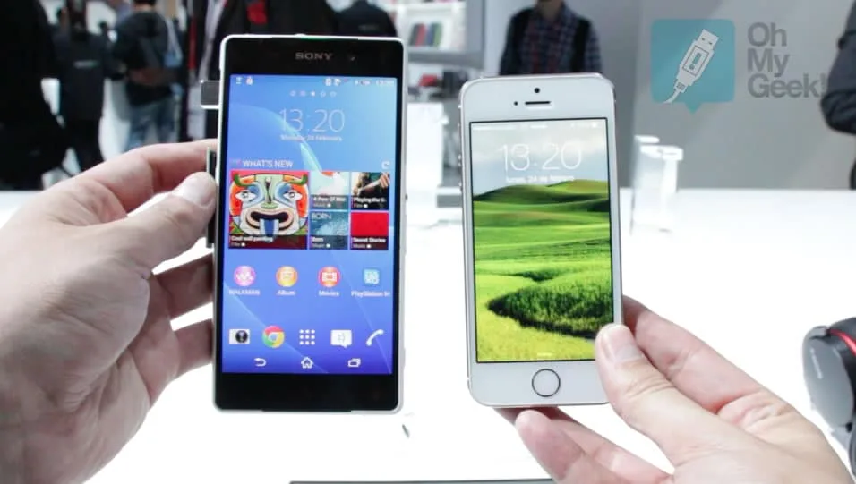 Sony Xperia Z Versus Iphone S Así luce el Sony Xperia Z2 contra un iPhone 5S en tamaños.