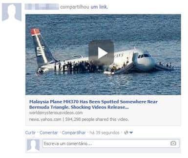 Así­ luce en Facebook el falso video del avión de  Malaysian Airlines desaparecido.