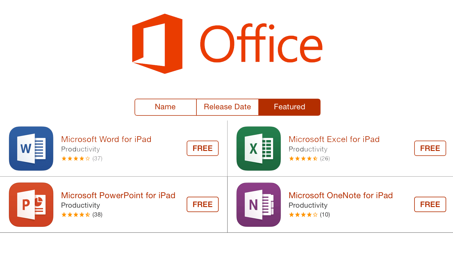 Microsoft presentó la aplicación de Office para iPad.