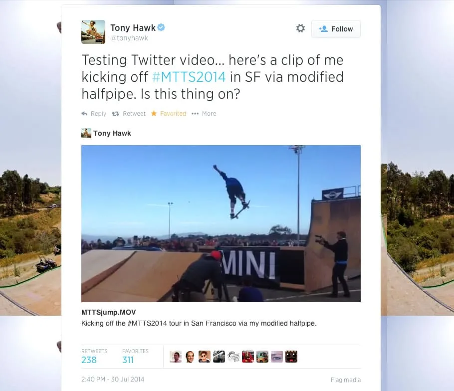 Tony Hawk Twitter Video Ohmygeek Videos en Twitter: Tweet de prueba de Tony Hawk en su cuenta personal.