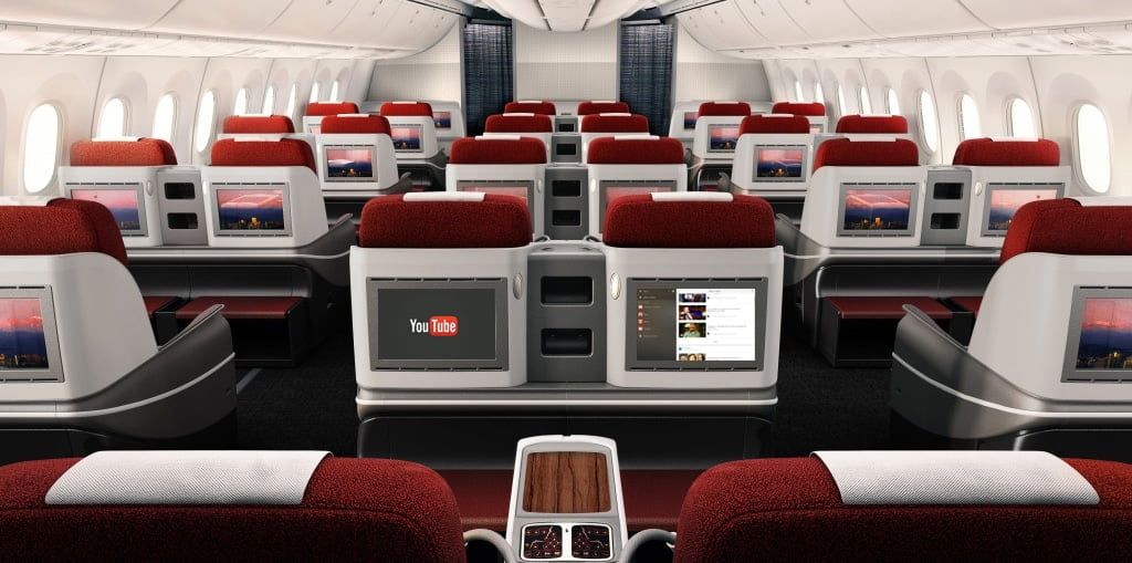 YouTube en los vuelos de LAN y TAM con entretenimiento a bordo personal.