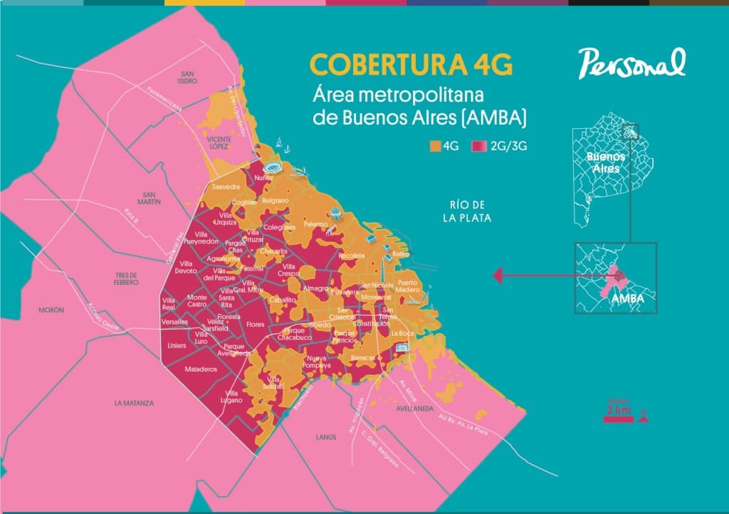 Cobertura 4G de Personal en Buenos Aires.