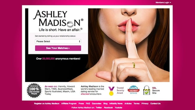 Web de Ashley Madison.