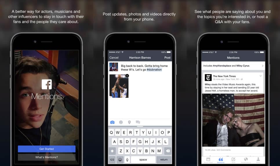 Facebook Live se encuentra de la App "Mentions" sólo en iOS.