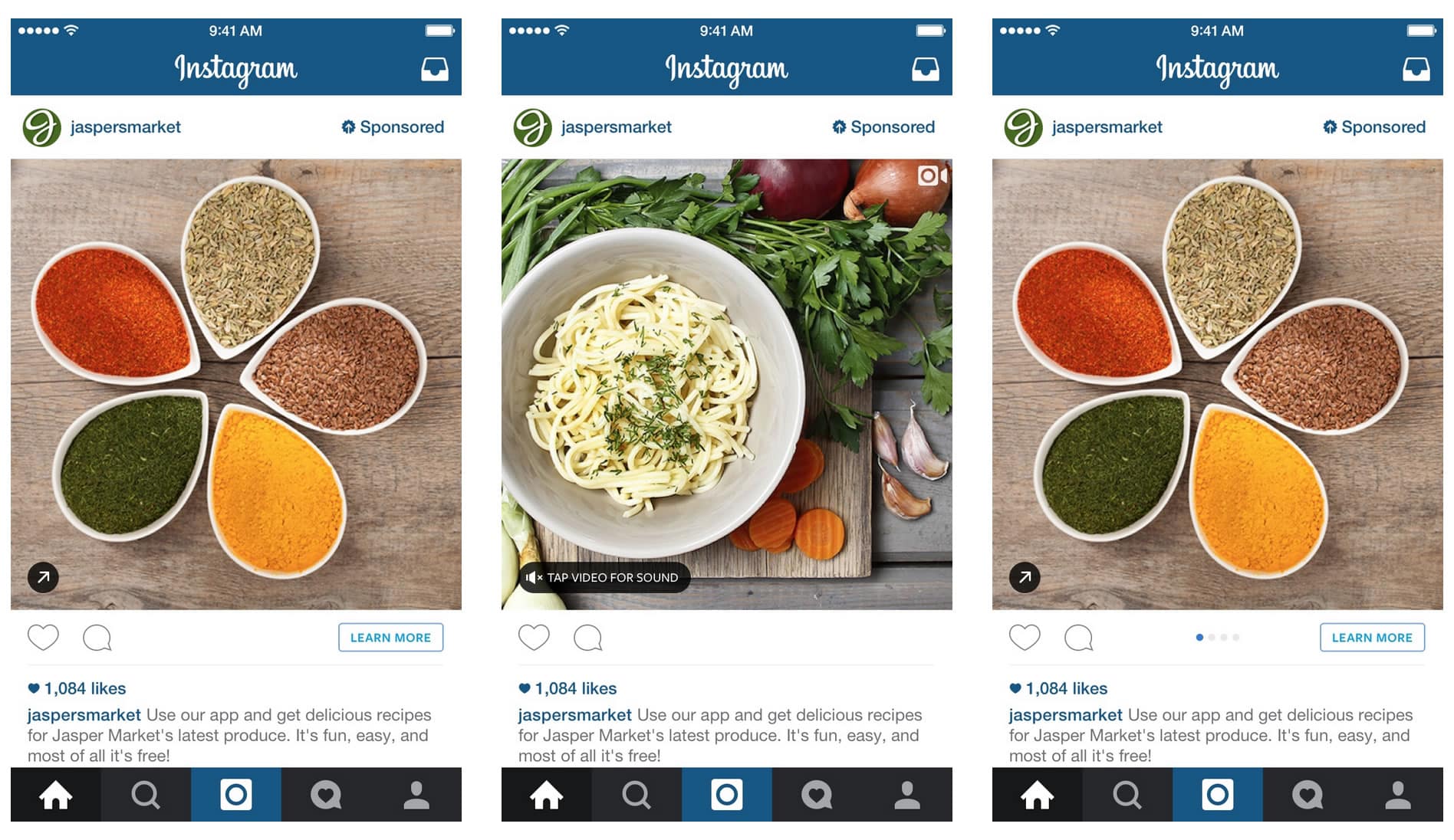 Instagram Publicidad Ads La publicidad en Instagram puede ser de una foto, video o carrusel de imágenes.