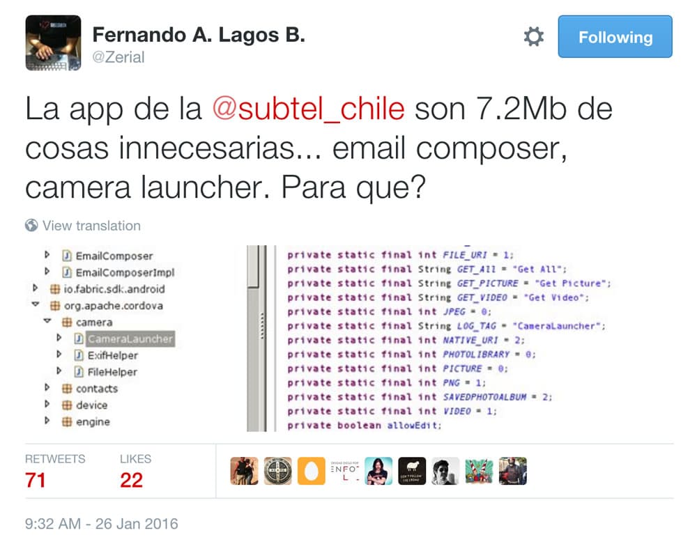 Tweet Zerial App Subtel peso 7mb