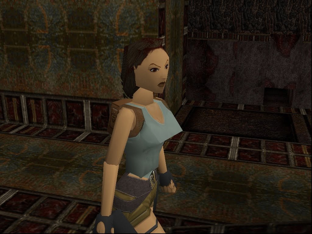 Lara Croft y su poligonal forma en 1996.