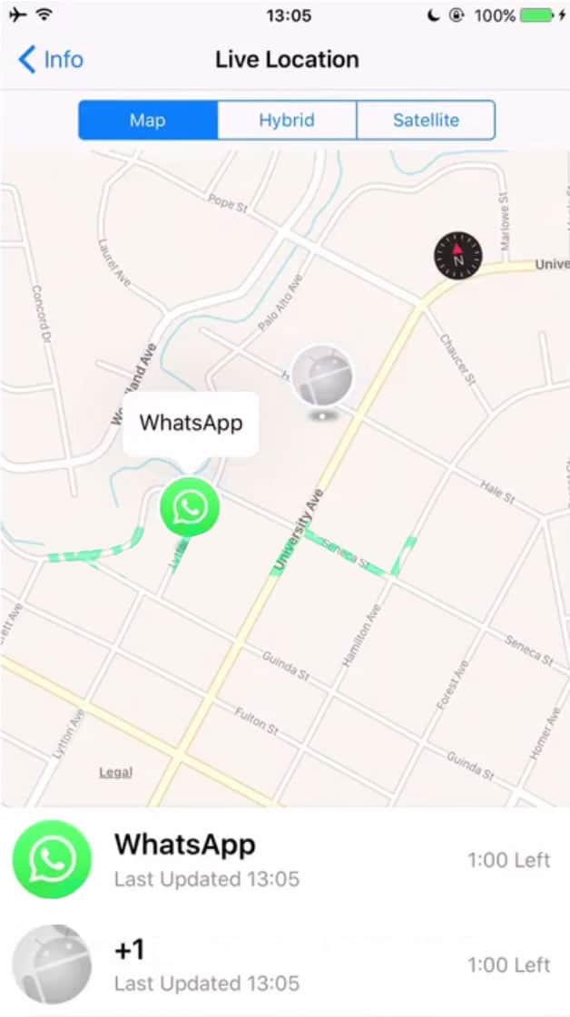 Así­ luce 'Live Location' en Whatsapp.