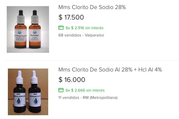 El MMS se vende en Chile a través de portales de ventas.