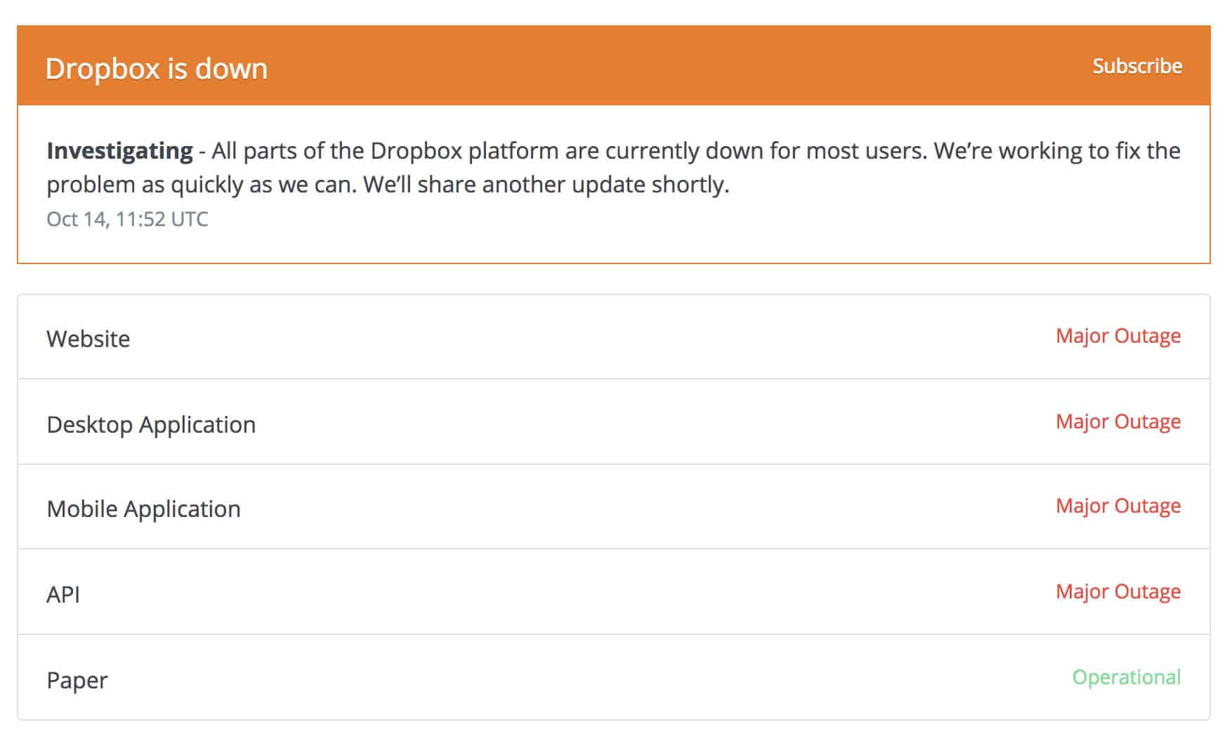 Caida Dropbox Octubre Se cayó Dropbox a nivel mundial y prácticamente ningún servicio funciona