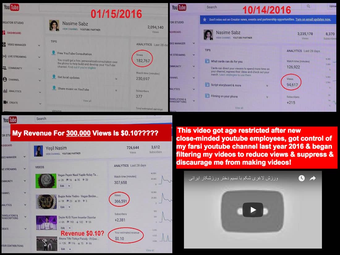 Nasim Aghdam Quejas Youtube YouTube