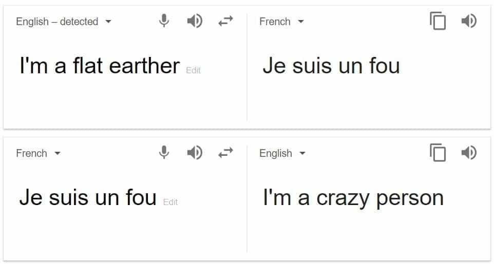 Google Translate trollea a los tierraplanistas diciendo que son locos