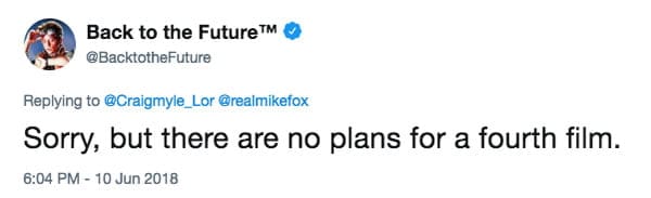 Tweet Back To The Future Iv Volver al Futuro IV