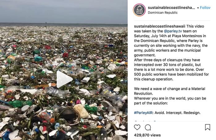 Sustainable Coastlines Hawaii Instagram Video muestra la triste situación con la basura plástica en el mar de República Dominicana