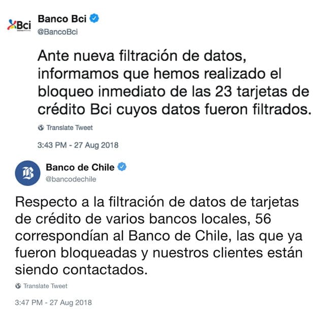 Se filtran nuevamente tarjetas de crédito chilenas