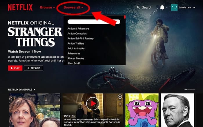 Esta extensión muestra las categorí­as ocultas de Netflix