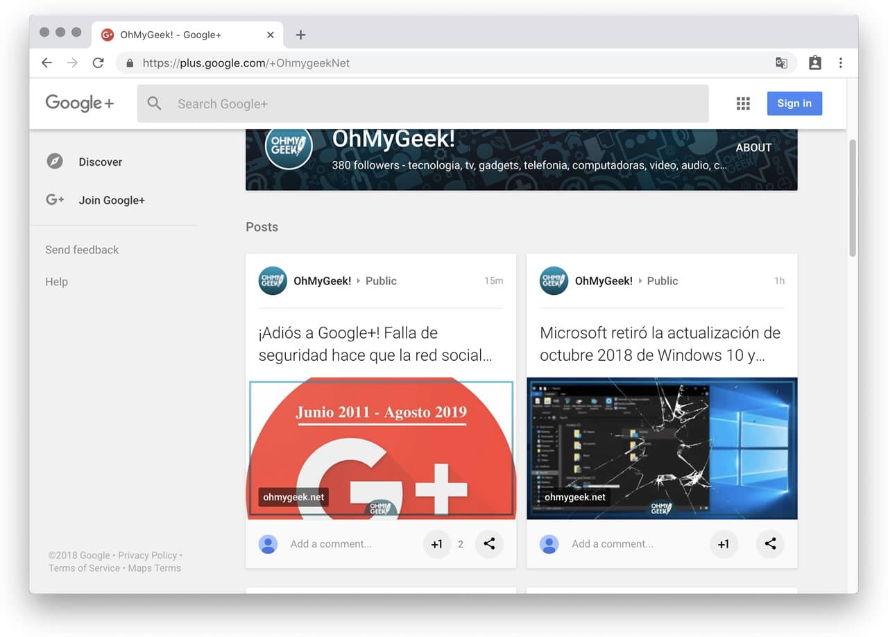 Perfil de OhMyGeek! en Google+