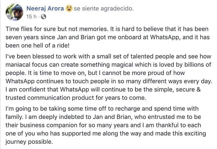 Neeraj Arora Renuncia Post ¡Temblor en WhatsApp! Director de negocio renunció a su cargo