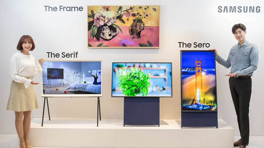 Así­ es The Sero, la TV de Samsung que se gira con tu celular.