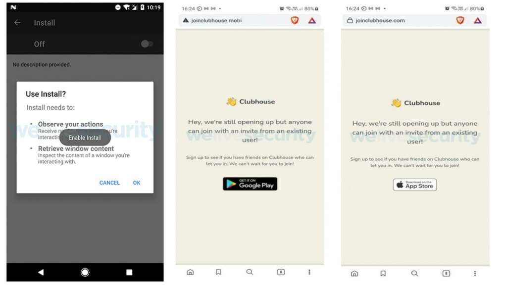 Falsa App de Clubhouse para Android.