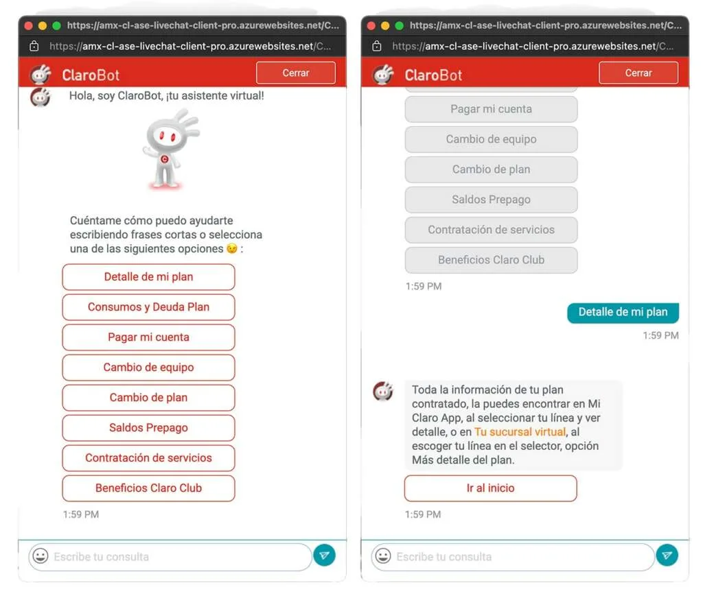 Chat Clarobot Mi Claro Clarobot: chat virtual de Claro