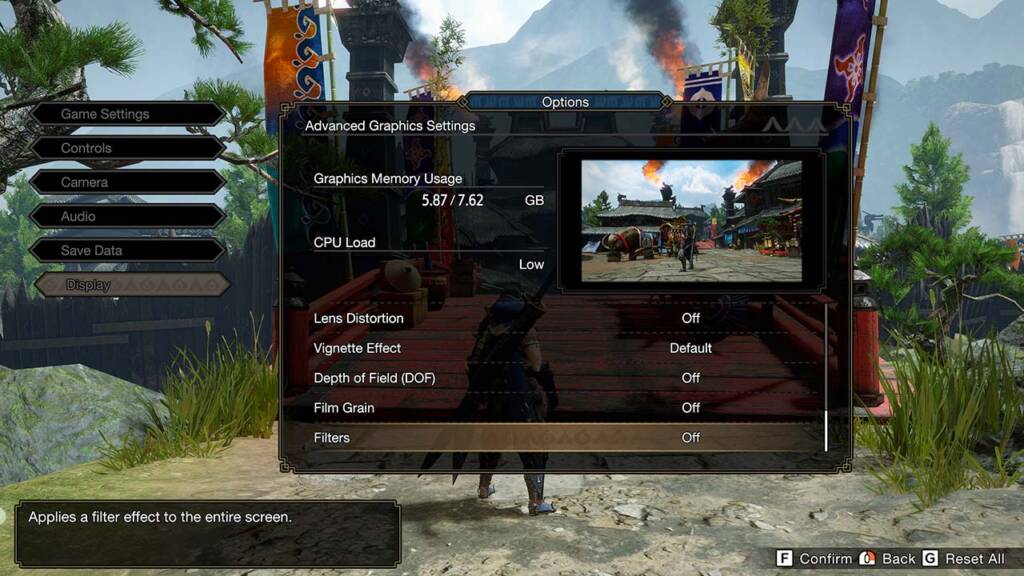 Configuración de pantalla en Monster Hunter Rise de PC