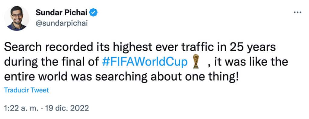 La final de la Copa Mundial de Fútbol es el récord histórico de tráfico en Google