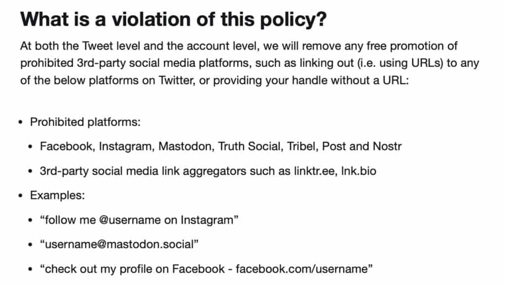 Twitter borrará cuentas que compartan sus links a Instagram y Mastodon
