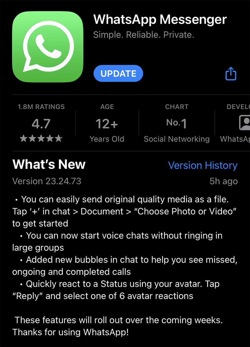 Whatsapp 23.24.73 - WhatsApp en iOS
