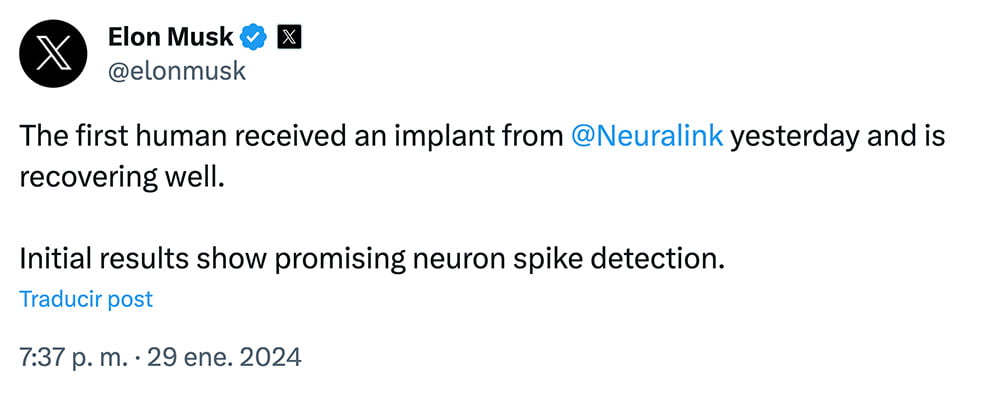 Musk Tweet Implante Neuralink - Neuralink