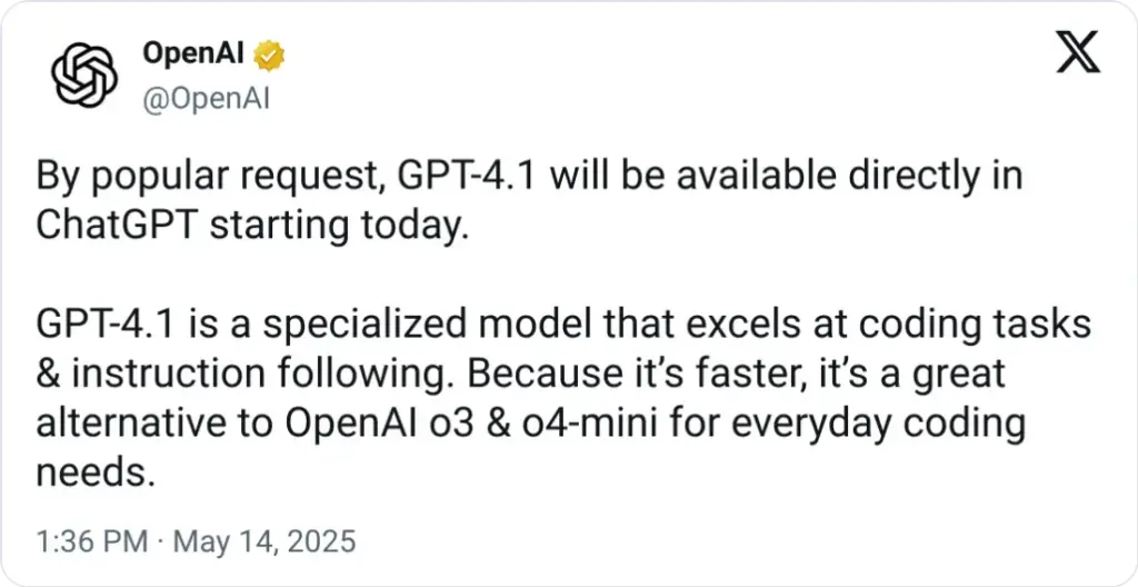 Openai Tweet Gpt 4.1 En Chatgpt Openai Tweet Gpt 4.1 En Chatgpt - GPT-4.1