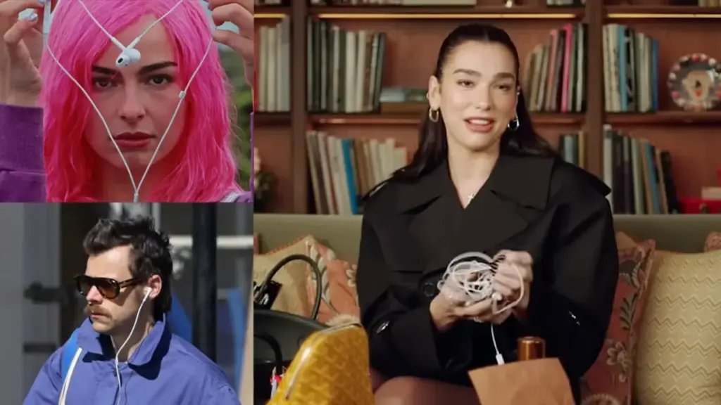 Artistas famosos usan audifonos con cable