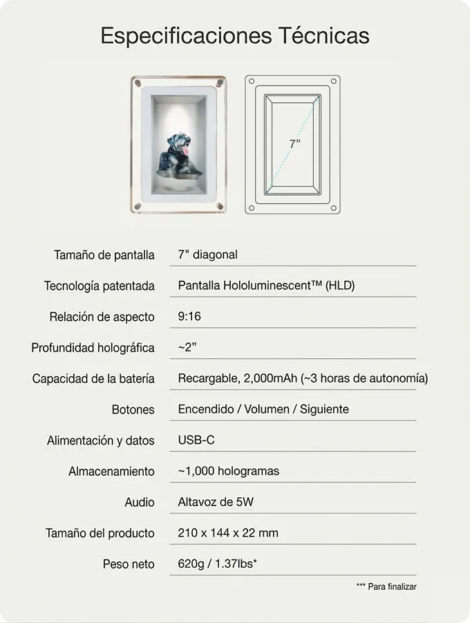 Marco digital musubi especificaciones