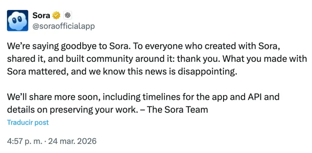 Sora Tweet despedida