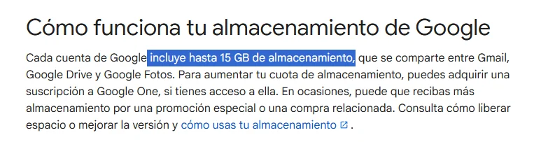 Almacenamiento Gmail 5 GB