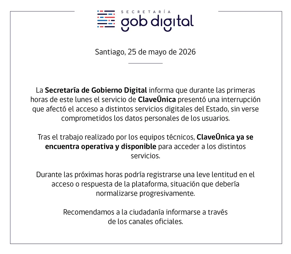 Caida Clave Unica Mayo 2026