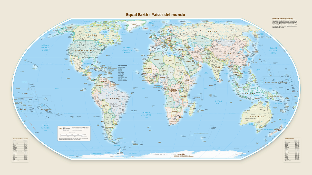 Mapamundi de equal earth